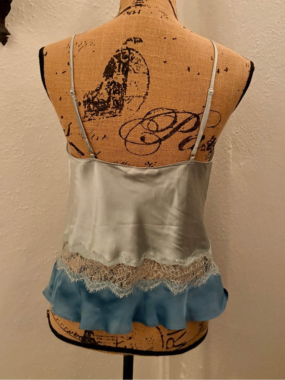 NWT Victoria's Secret Pastel Mint Green & Aqua Blue Colorblock Satin & Lace Cami - Picture 11 of 14